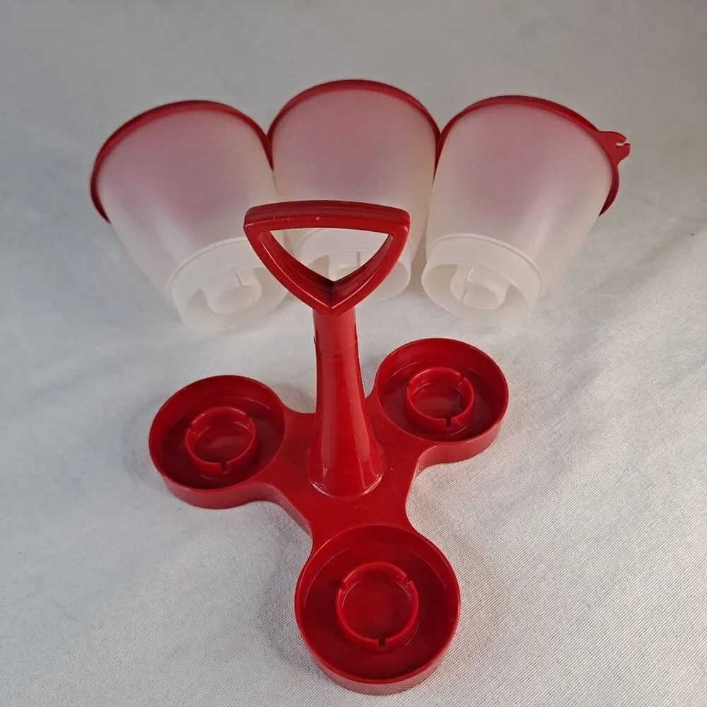 Tupperware Condiment Caddy Red/Clear Picnic Camping